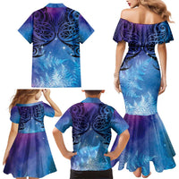 New Zealand Matariki Family Matching Mermaid Dress and Hawaiian Shirt Aotearoa Maori New Year Galaxy Maori Silver Fern LT14 - Polynesian Pride