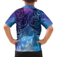 New Zealand Matariki Family Matching Off The Shoulder Long Sleeve Dress and Hawaiian Shirt Aotearoa Maori New Year Galaxy Maori Silver Fern LT14 - Polynesian Pride