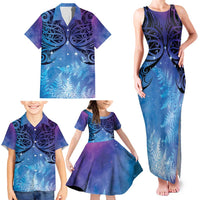 New Zealand Matariki Family Matching Tank Maxi Dress and Hawaiian Shirt Aotearoa Maori New Year Galaxy Maori Silver Fern LT14 - Polynesian Pride
