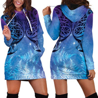 New Zealand Matariki Hoodie Dress Aotearoa Maori New Year Galaxy Maori Silver Fern LT14 - Polynesian Pride