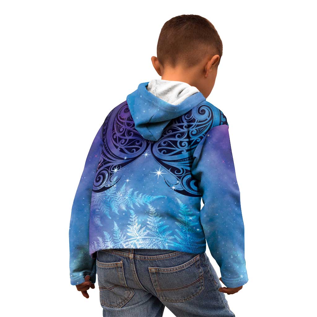 New Zealand Matariki Kid Hoodie Aotearoa Maori New Year Galaxy Maori Silver Fern LT14 - Polynesian Pride