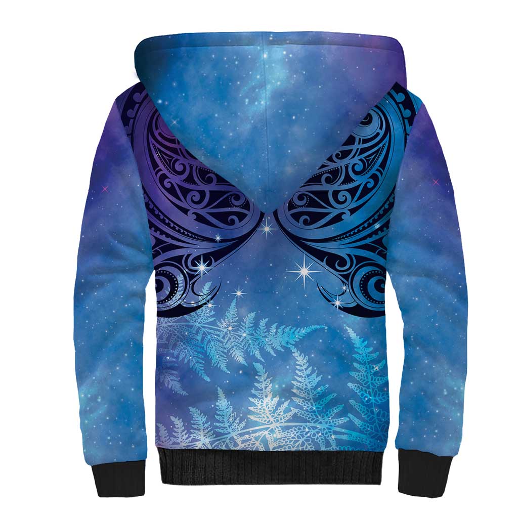 New Zealand Matariki Sherpa Hoodie Aotearoa Maori New Year Galaxy Maori Silver Fern LT14 - Polynesian Pride