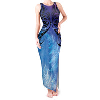 New Zealand Matariki Tank Maxi Dress Aotearoa Maori New Year Galaxy Maori Silver Fern LT14 Women Blue - Polynesian Pride
