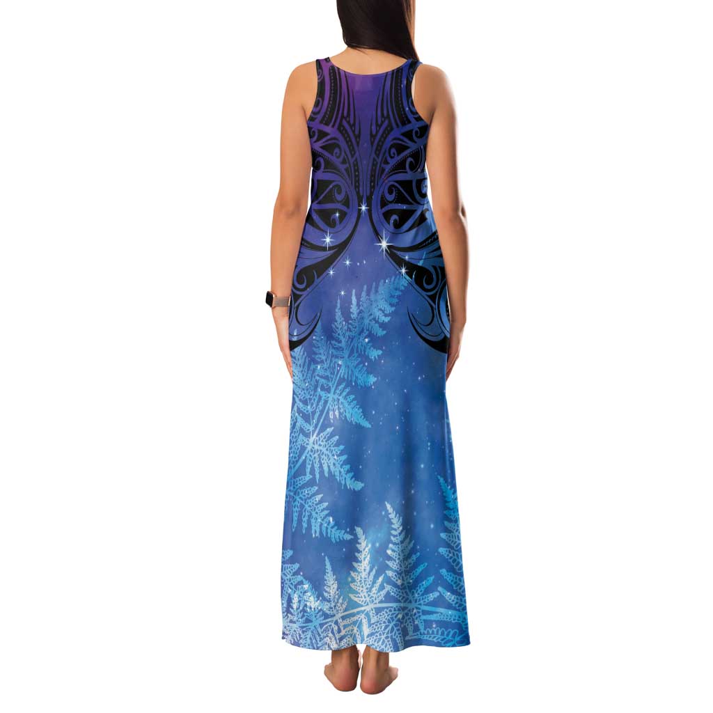 New Zealand Matariki Tank Maxi Dress Aotearoa Maori New Year Galaxy Maori Silver Fern LT14 - Polynesian Pride