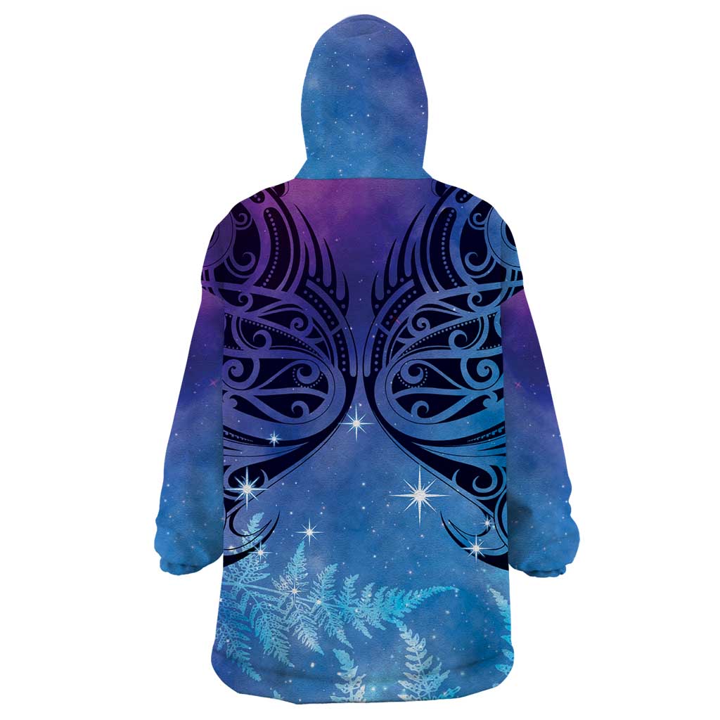 New Zealand Matariki Wearable Blanket Hoodie Aotearoa Maori New Year Galaxy Maori Silver Fern LT14 - Polynesian Pride