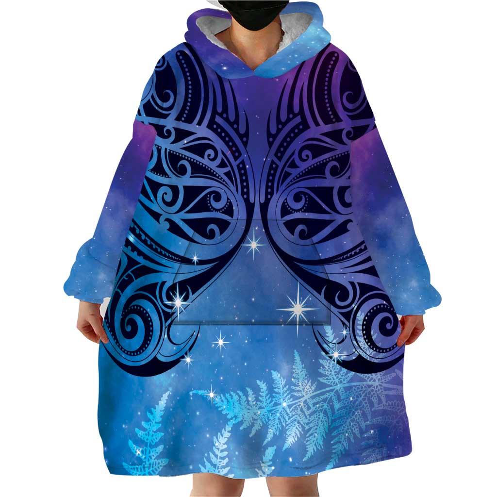 New Zealand Matariki Wearable Blanket Hoodie Aotearoa Maori New Year Galaxy Maori Silver Fern LT14 - Polynesian Pride