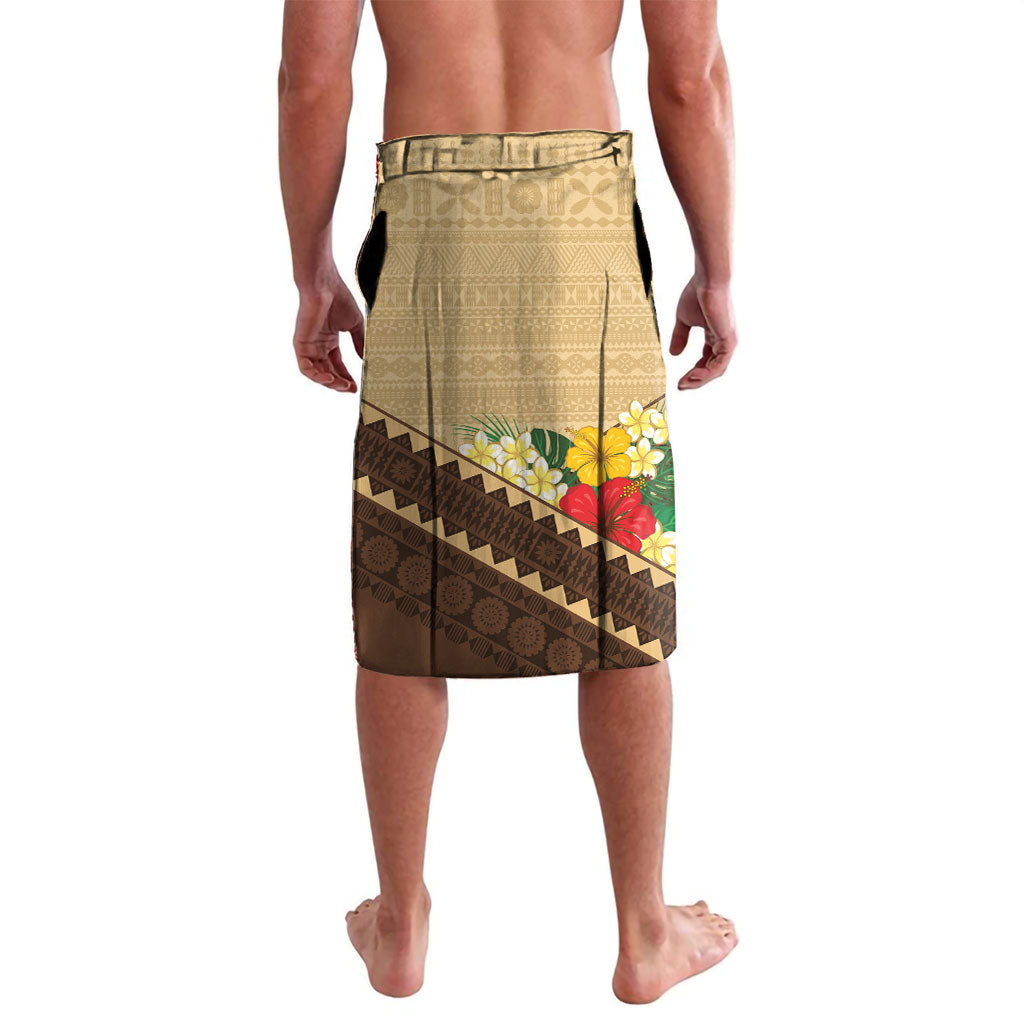 Personalised Bula Vinaka Fiji Drua Lavalava Fijian Traditional Canoe Tapa Cloth Beige