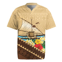 Personalised Bula Vinaka Fiji Drua Rugby Jersey Fijian Traditional Canoe Tapa Cloth Beige