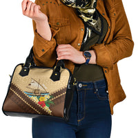 Personalised Bula Vinaka Fiji Drua Shoulder Handbag Fijian Traditional Canoe Tapa Cloth Beige