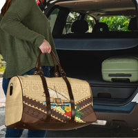 Personalised Bula Vinaka Fiji Drua Travel Bag Fijian Traditional Canoe Tapa Cloth Beige