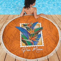 Aloha Hawaii Pua Manu Beach Blanket Hawaiian Bird of Paradise Flowers Stylized Stamp