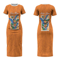 Aloha Hawaii Pua Manu Couples Matching Short Sleeve Bodycon Dress and Hawaiian Shirt Hawaiian Bird of Paradise Flowers Stylized Stamp LT14 - Polynesian Pride