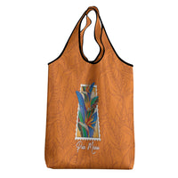 Aloha Hawaii Pua Manu Grocery Bag Hawaiian Bird of Paradise Flowers Stylized Stamp