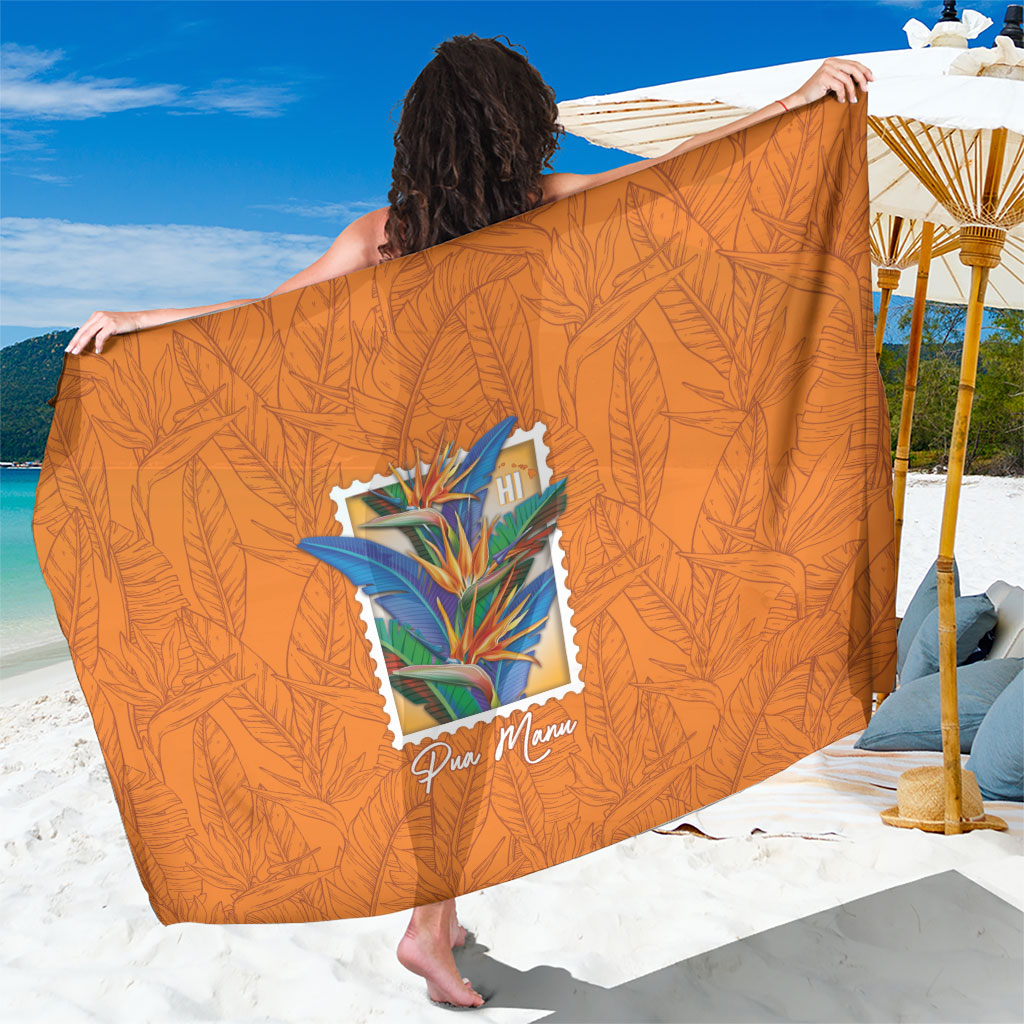 Aloha Hawaii Pua Manu Sarong Hawaiian Bird of Paradise Flowers Stylized Stamp