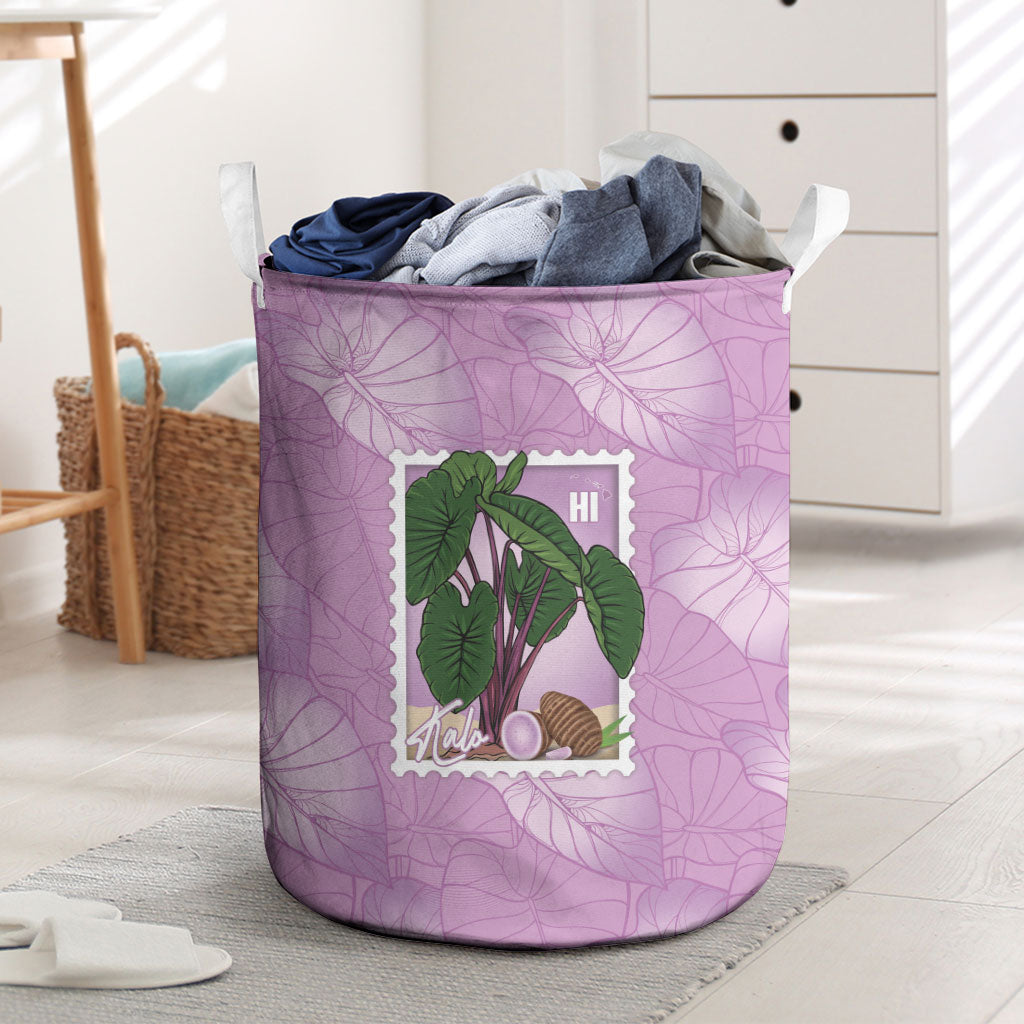 Aloha Hawaii Kalo Laundry Basket Hawaiian Taro Leaves Stylized Stamp LT14 Purple - Polynesian Pride