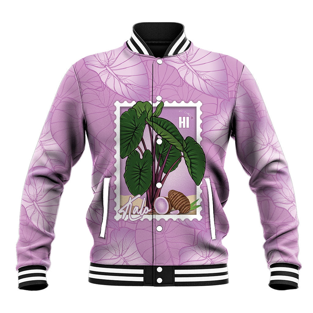 Aloha Hawaii Kalo Baseball Jacket Hawaiian Taro Leaves Stylized Stamp LT14 Unisex Purple - Polynesian Pride