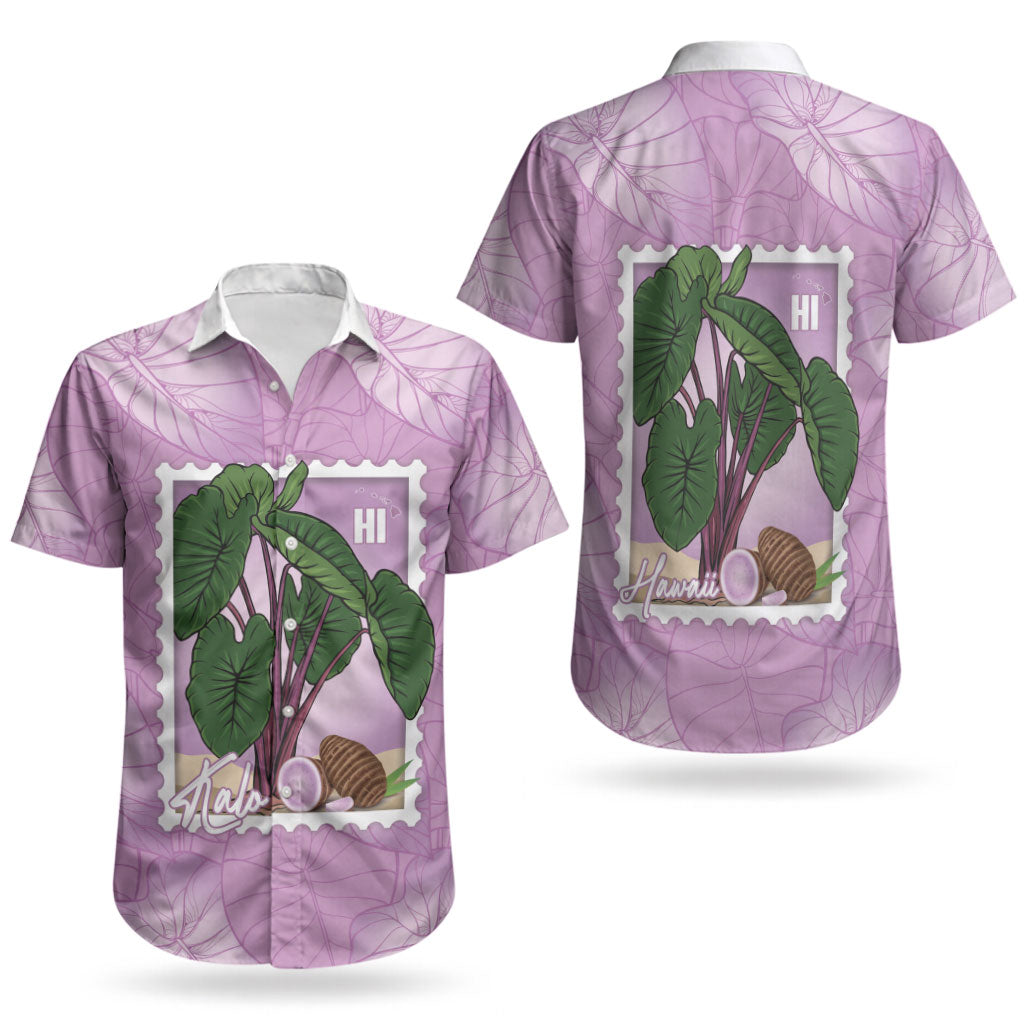 Aloha Hawaii Kalo Couples Matching Off The Shoulder Long Sleeve Dress and Hawaiian Shirt Hawaiian Taro Leaves Stylized Stamp LT14 - Polynesian Pride
