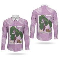 Aloha Hawaii Kalo Couples Matching Off The Shoulder Long Sleeve Dress and Long Sleeve Button Shirt Hawaiian Taro Leaves Stylized Stamp LT14 - Polynesian Pride