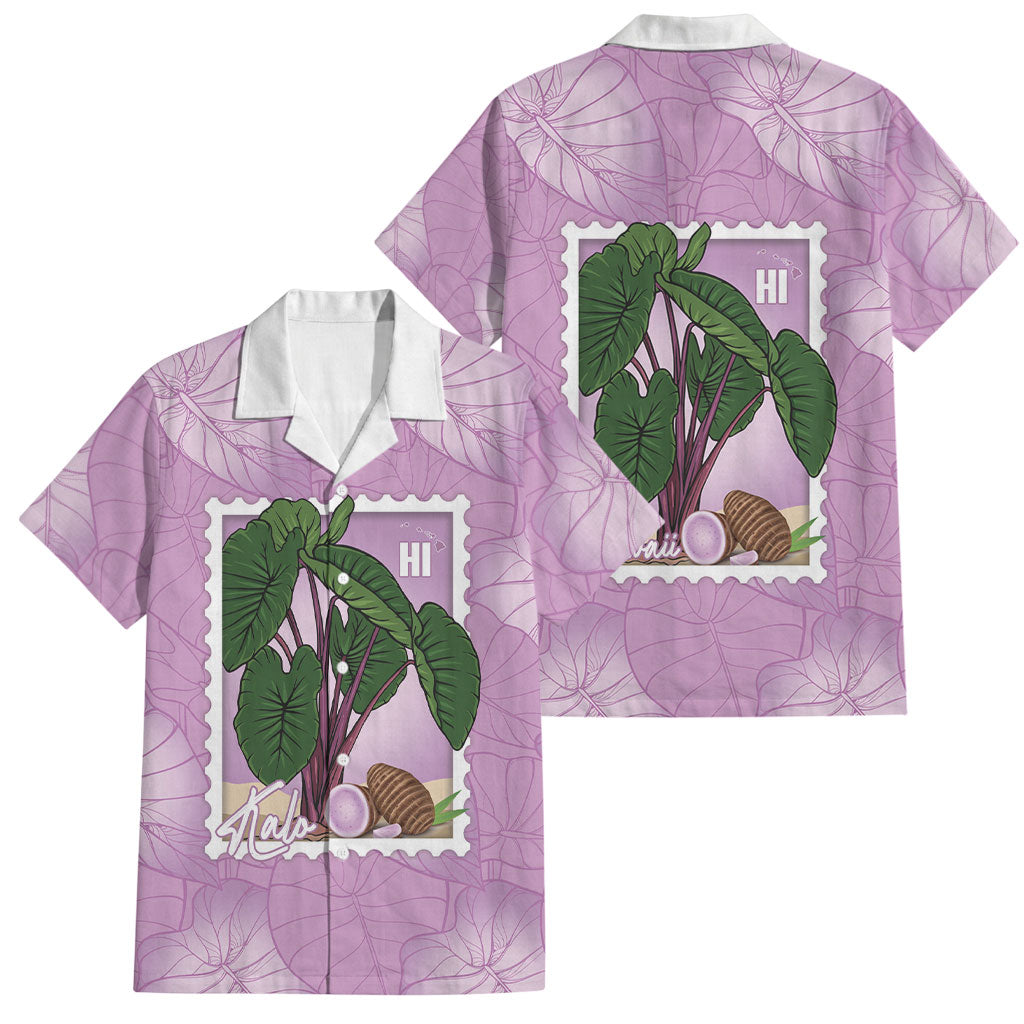 Aloha Hawaii Kalo Family Matching Mermaid Dress and Hawaiian Shirt Hawaiian Taro Leaves Stylized Stamp LT14 Dad's Shirt - Short Sleeve Purple - Polynesian Pride