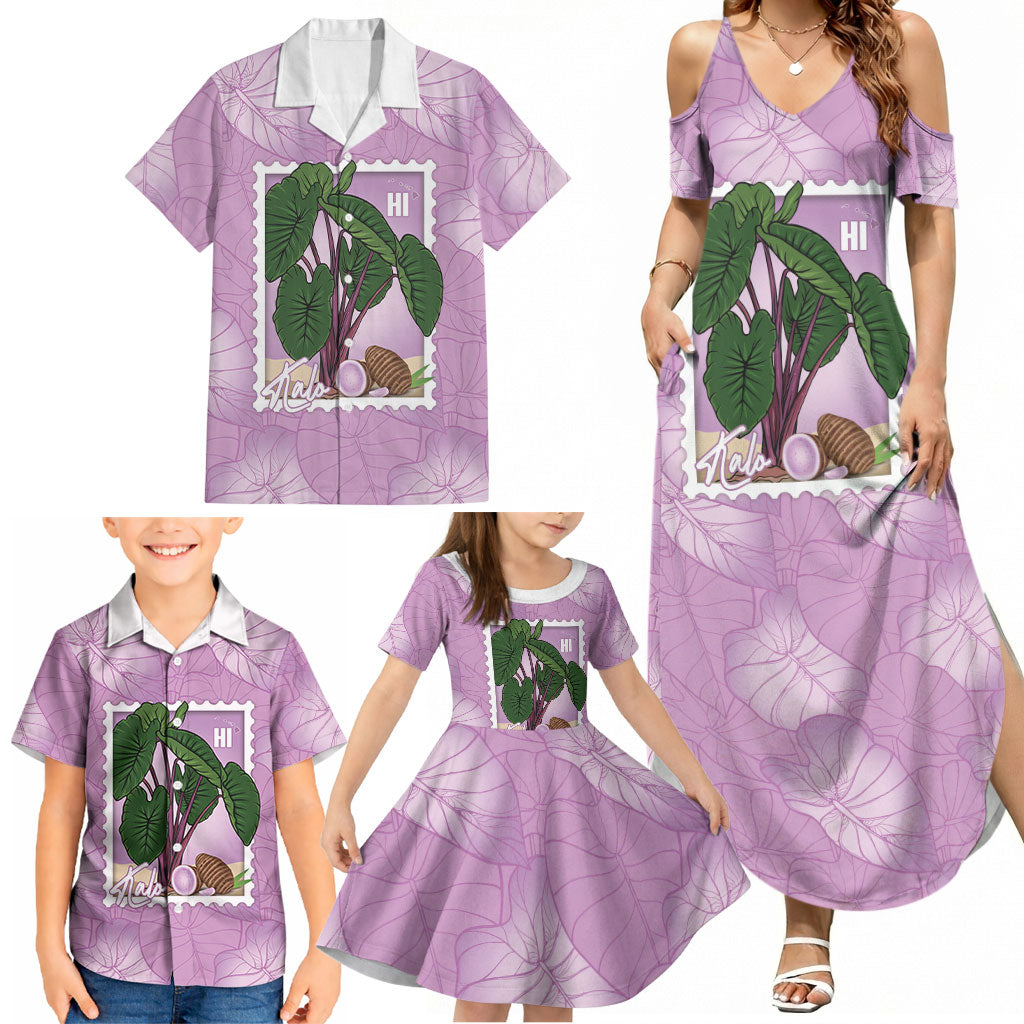 Aloha Hawaii Kalo Family Matching Summer Maxi Dress and Hawaiian Shirt Hawaiian Taro Leaves Stylized Stamp LT14 - Polynesian Pride