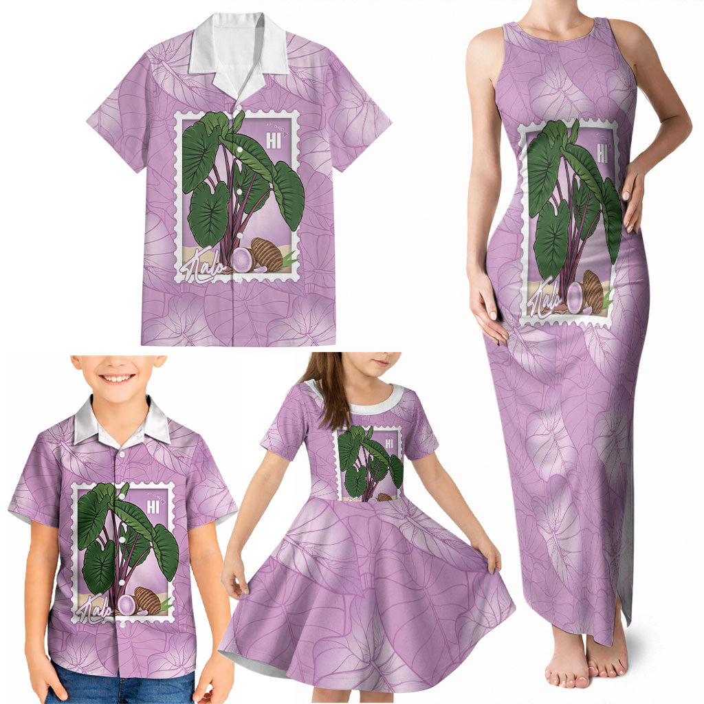 Aloha Hawaii Kalo Family Matching Tank Maxi Dress and Hawaiian Shirt Hawaiian Taro Leaves Stylized Stamp LT14 - Polynesian Pride