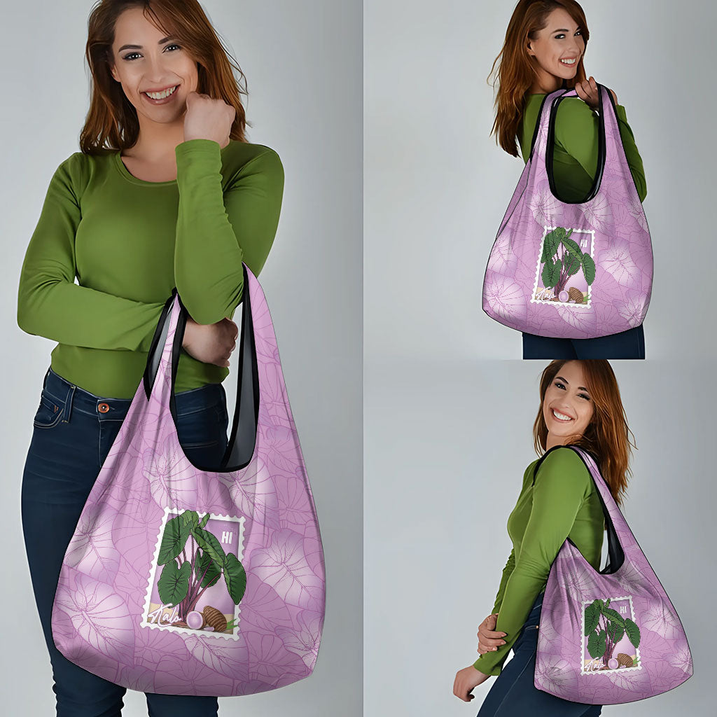 Aloha Hawaii Kalo Grocery Bag Hawaiian Taro Leaves Stylized Stamp
