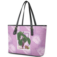 Aloha Hawaii Kalo Leather Tote Bag Hawaiian Taro Leaves Stylized Stamp