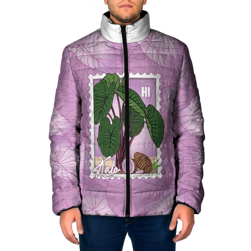 Aloha Hawaii Kalo Padded Jacket Hawaiian Taro Leaves Stylized Stamp LT14 Men Purple - Polynesian Pride