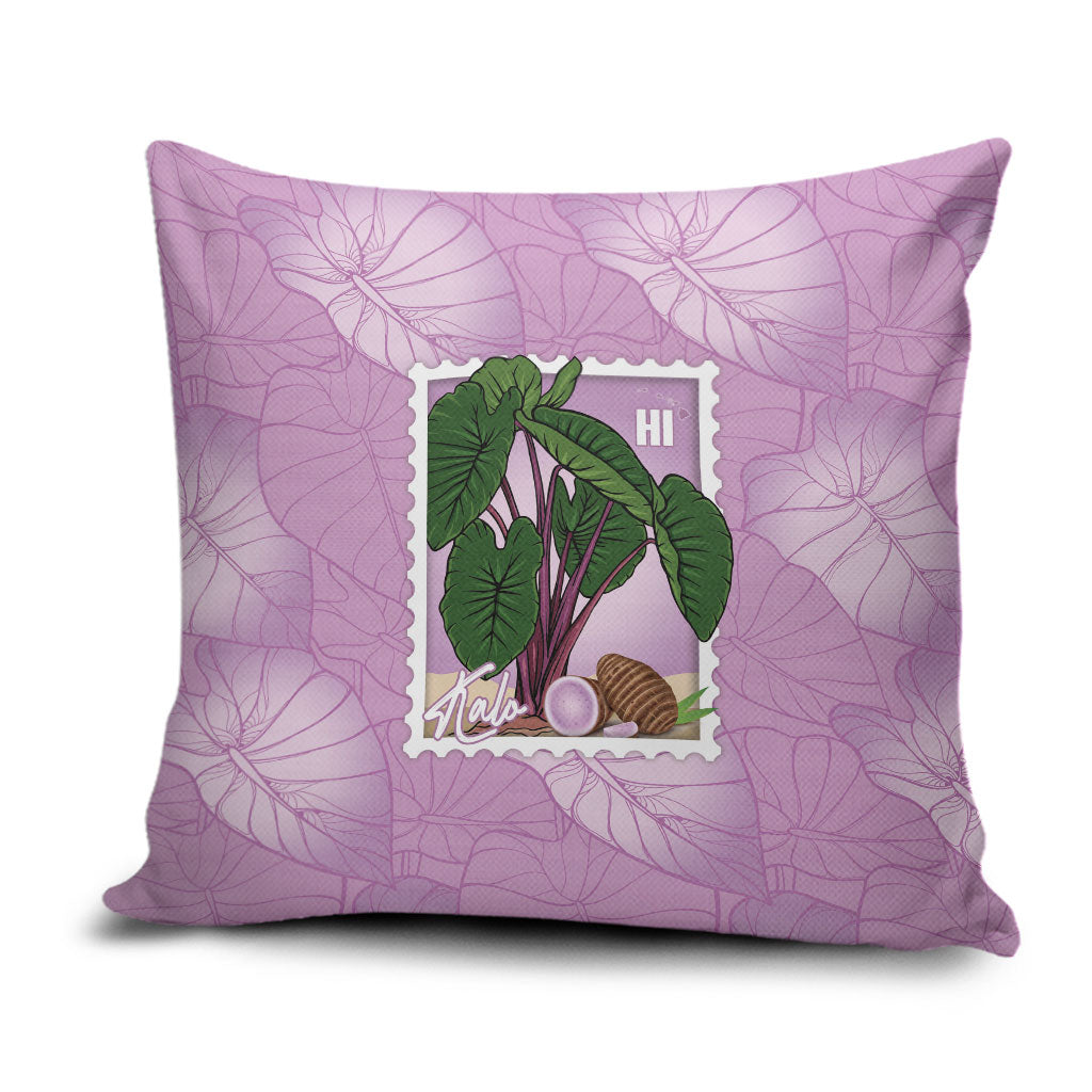 Aloha Hawaii Kalo Pillow Cover Hawaiian Taro Leaves Stylized Stamp LT14 Purple - Polynesian Pride