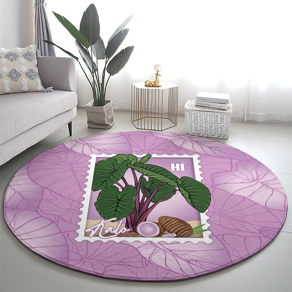 Aloha Hawaii Kalo Round Carpet Hawaiian Taro Leaves Stylized Stamp LT14 - Polynesian Pride