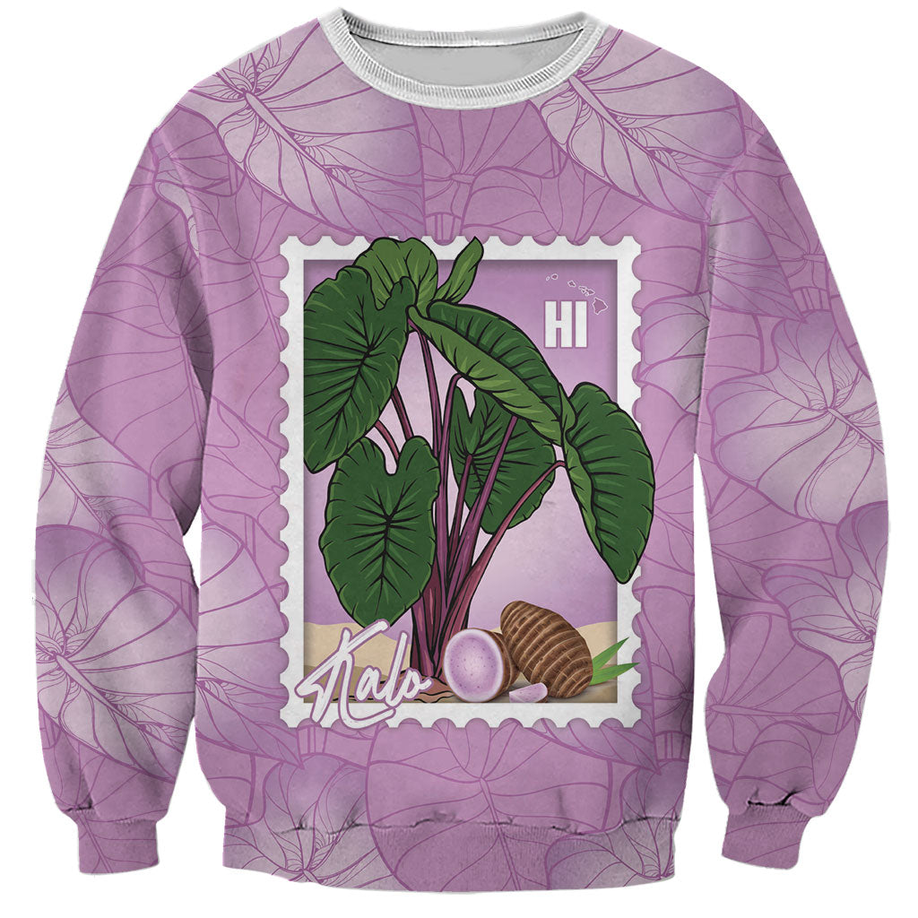 Aloha Hawaii Kalo Sweatshirt Hawaiian Taro Leaves Stylized Stamp LT14 Unisex Purple - Polynesian Pride