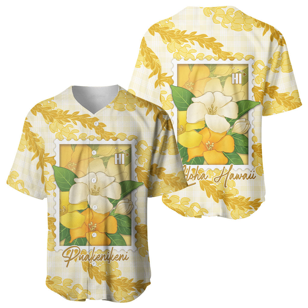 Aloha Hawaii Puakenikeni Baseball Jersey Hawaiian Lei Palaka Motifs Stylized Stamp
