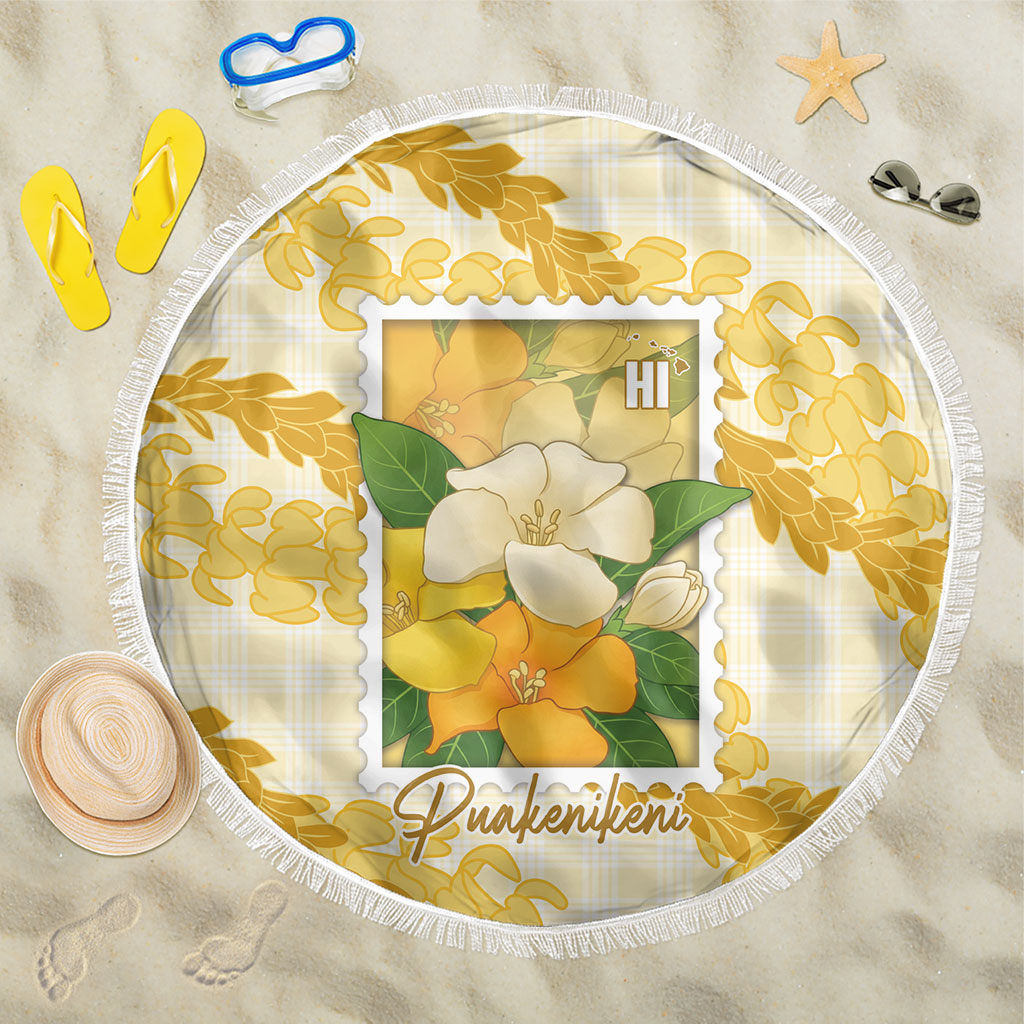 Aloha Hawaii Puakenikeni Beach Blanket Hawaiian Lei Palaka Motifs Stylized Stamp
