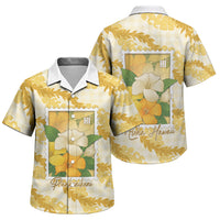 Aloha Hawaii Puakenikeni Family Matching Tank Maxi Dress and Hawaiian Shirt Hawaiian Lei Palaka Motifs Stylized Stamp LT14 Son's Shirt Yellow - Polynesian Pride
