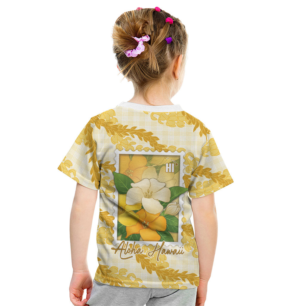 Aloha Hawaii Puakenikeni Kid T Shirt Hawaiian Lei Palaka Motifs Stylized Stamp