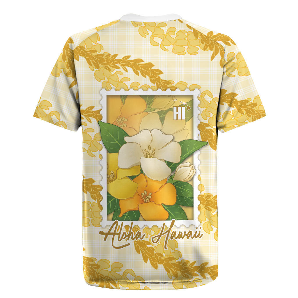 Aloha Hawaii Puakenikeni Rugby Jersey Hawaiian Lei Palaka Motifs Stylized Stamp LT14 - Polynesian Pride