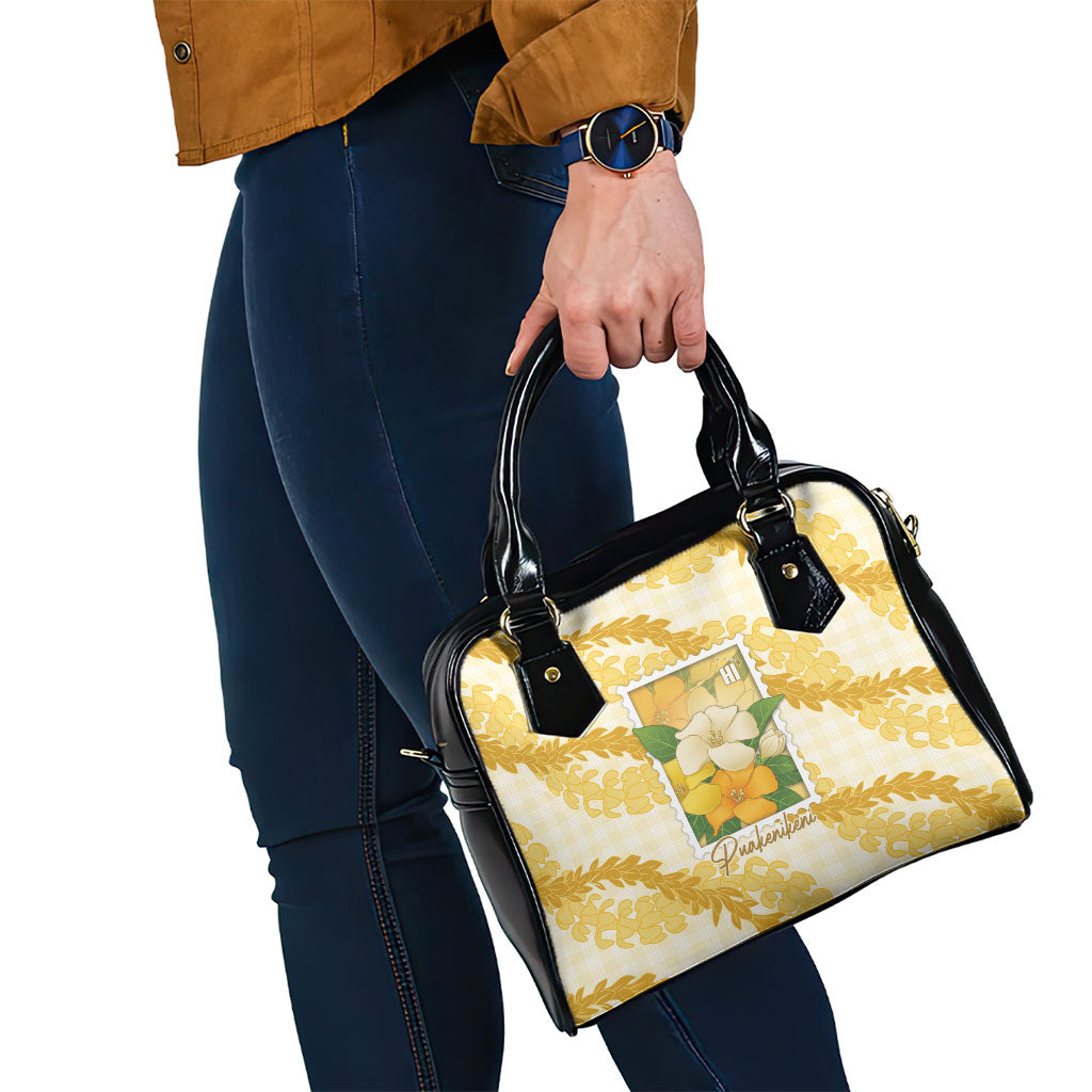 Aloha Hawaii Puakenikeni Shoulder Handbag Hawaiian Lei Palaka Motifs Stylized Stamp LT14 - Polynesian Pride