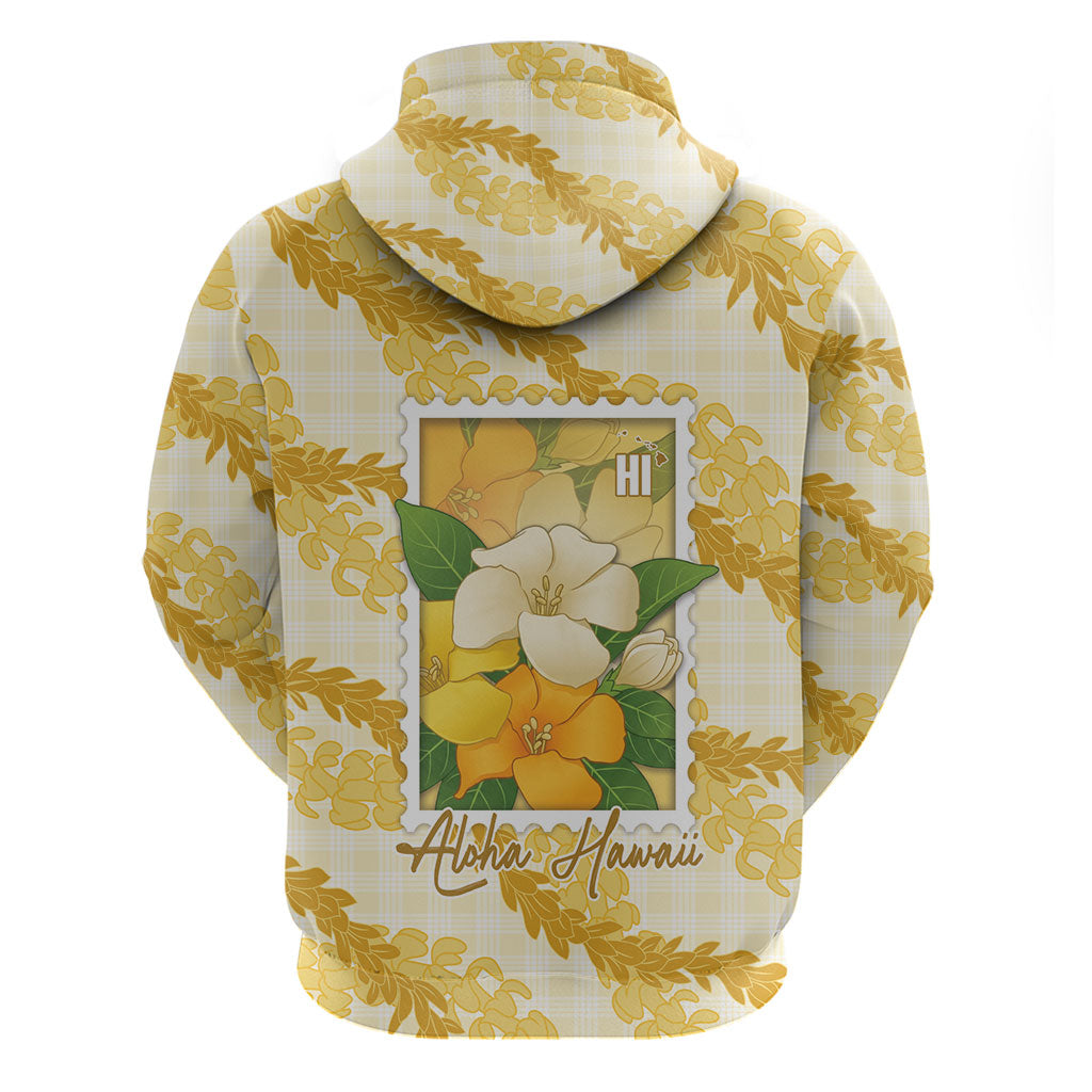 Aloha Hawaii Puakenikeni Zip Hoodie Hawaiian Lei Palaka Motifs Stylized Stamp LT14 - Polynesian Pride