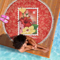 Aloha Hawaii Pua Aloalo Beach Blanket Hawaiian Hibiscus Flowers Stylized Stamp