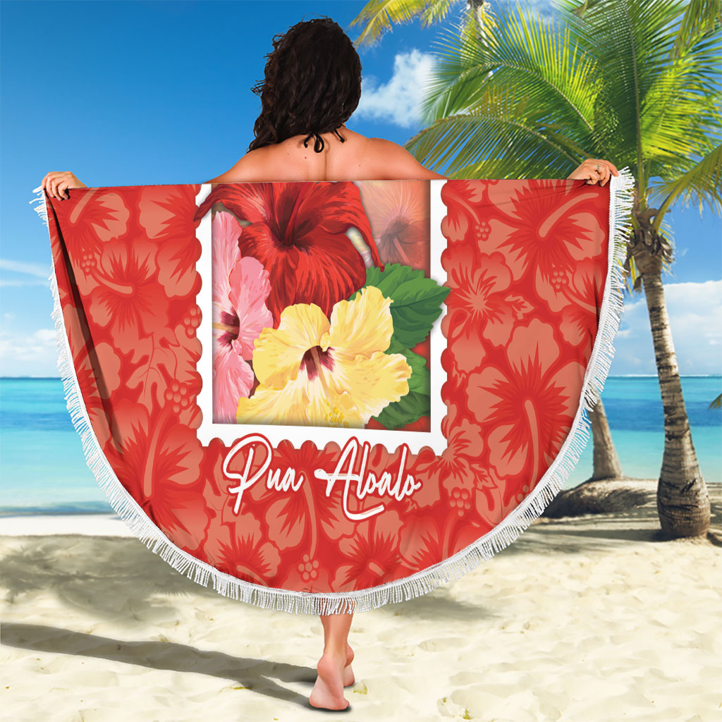 Aloha Hawaii Pua Aloalo Beach Blanket Hawaiian Hibiscus Flowers Stylized Stamp