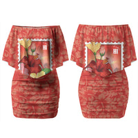 Aloha Hawaii Pua Aloalo Couples Matching Off Shoulder Short Dress and Hawaiian Shirt Hawaiian Hibiscus Flowers Stylized Stamp LT14 - Polynesian Pride
