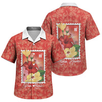 Aloha Hawaii Pua Aloalo Family Matching Long Sleeve Bodycon Dress and Hawaiian Shirt Hawaiian Hibiscus Flowers Stylized Stamp LT14 Son's Shirt Red - Polynesian Pride