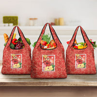 Aloha Hawaii Pua Aloalo Grocery Bag Hawaiian Hibiscus Flowers Stylized Stamp