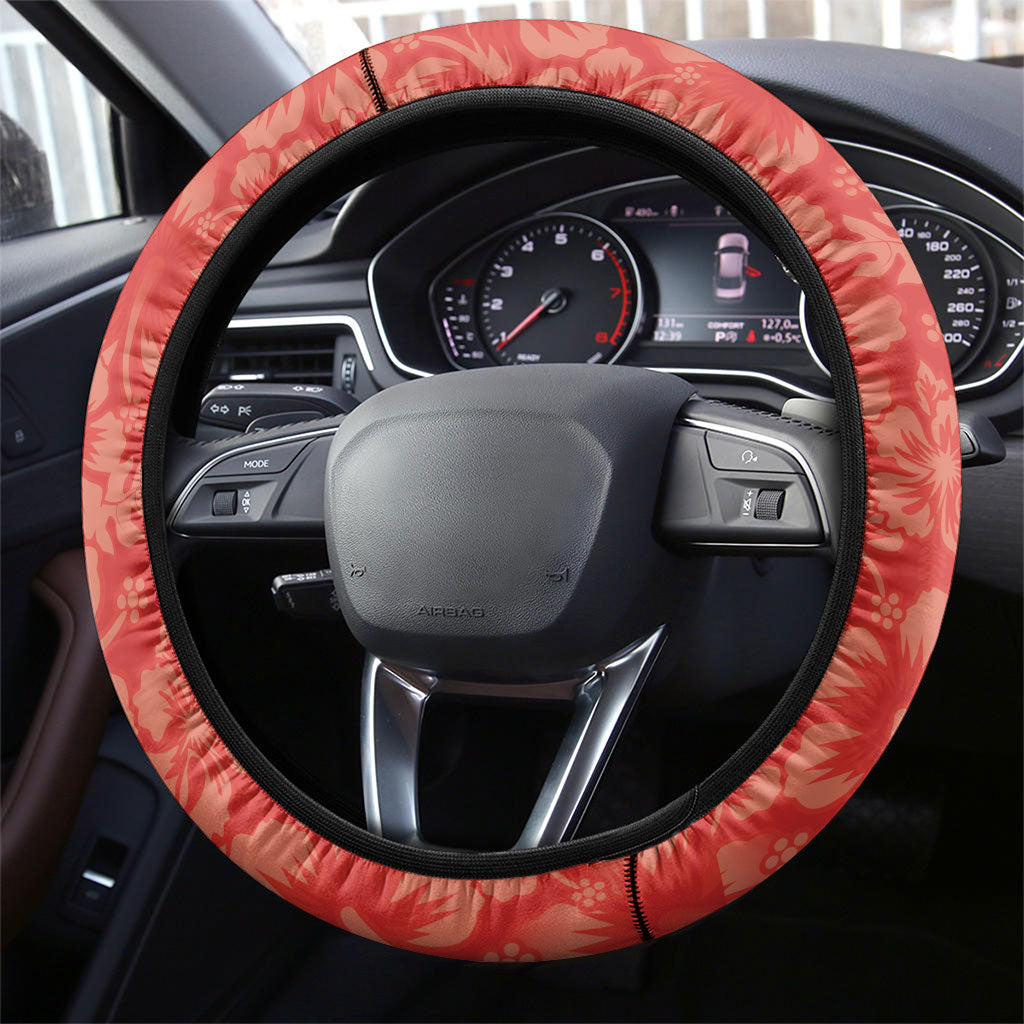 Aloha Hawaii Pua Aloalo Steering Wheel Cover Hawaiian Hibiscus Flowers Stylized Stamp LT14 - Polynesian Pride
