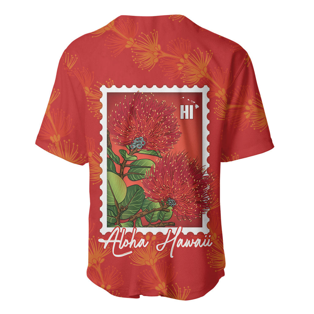 Aloha Hawaii Ohia Lehua Baseball Jersey Hawaiian Lei Stylized Stamp