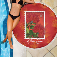 Aloha Hawaii Ohia Lehua Beach Blanket Hawaiian Lei Stylized Stamp