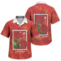 Aloha Hawaii Ohia Lehua Family Matching Off Shoulder Short Dress and Hawaiian Shirt Hawaiian Lei Stylized Stamp LT14 Son's Shirt Red - Polynesian Pride