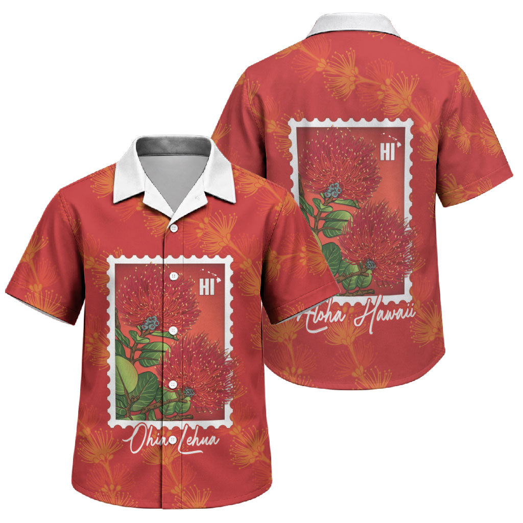 Aloha Hawaii Ohia Lehua Family Matching Tank Maxi Dress and Hawaiian Shirt Hawaiian Lei Stylized Stamp LT14 Son's Shirt Red - Polynesian Pride