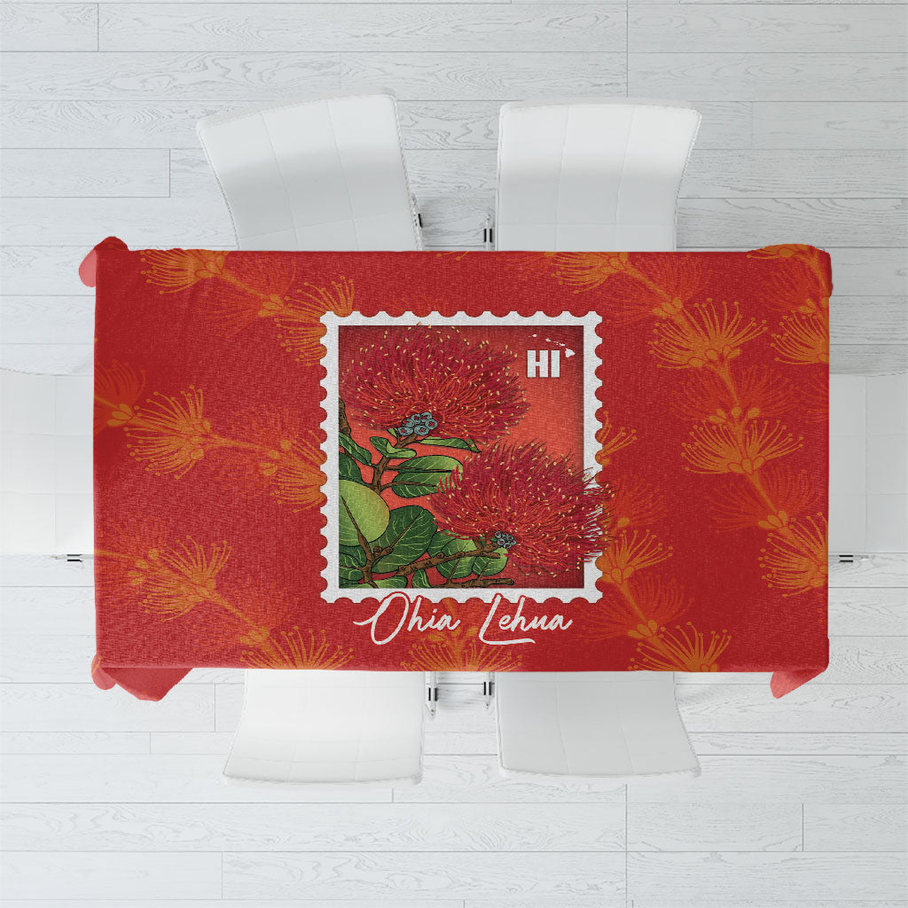 Aloha Hawaii Ohia Lehua Tablecloth Hawaiian Lei Stylized Stamp