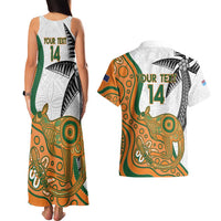Custom Fiji And Australia Rugby Couples Matching Tank Maxi Dress and Hawaiian Shirt Fijian Palm Tree Mix Aussie Kangaroo LT14 - Polynesian Pride